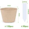 image:imagehomenote Peat Pots 120 Pcs 315 Inch Seed Starting Pots with Drainage Holes Round Nursery Plants Pots with Bonus 20 Plant Labels120