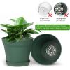 image:imagehomenote Pots for Plants 15 Pack 6 Inch Plastic Planters with Multiple Drainage Holes and TraysPlant Pots for All Home Garden Flowers Succulents WhiteGreen8 Pcs
