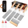 image:imageHOMENOTE Griddle Accessories Kit 7Pc Professional BBQ Kit in Gift Box  Heavy Duty Wooden Handle Stainless Steel Griddle Tool Set Great for Grill Flat Top Cooking Camping Wood ColorWood Color