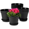 image:imagehomenote Pots for Plants 15 Pack 6 Inch Plastic Planters with Multiple Drainage Holes and TraysPlant Pots for All Home Garden Flowers Succulents WhiteBlack10 Pcs