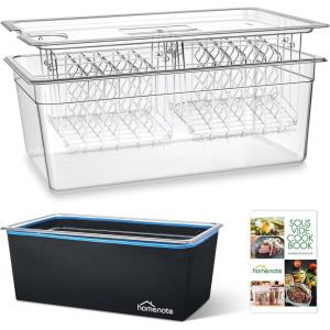 image:imageHOMENOTE Large Sous Vide Container 26 Quarts with LidComplete Sous Vide Accessories Kit BPA FreeCompatible with Anova and Most Sous Vide CookersComes with 2 Sous Vide Racks and Insulating SleeveLarge Sous Vide Containerwith 2 Rack