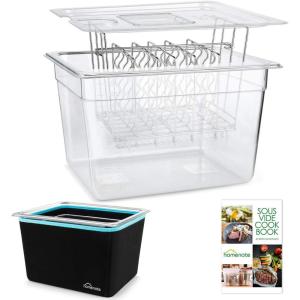 image:imageHOMENOTE Large Sous Vide Container 26 Quarts with LidComplete Sous Vide Accessories Kit BPA FreeCompatible with Anova and Most Sous Vide CookersComes with 2 Sous Vide Racks and Insulating SleeveSous Vide Containerwith Rack  Sleeve