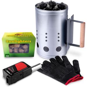 image:imagehomenote Rapid Charcoal Chimney Starter Set Fireplace Accessories Lighter Cubes BBQ Heat Resistant Gloves Blower BBQ Tools115 x 7 x 7