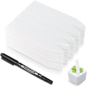 image:imageHomenote 200 Pcs 4 Inch Plastic Plant Labels Waterproof Plant Tags for SeedlingVegetable Gardening TagsGarden Markers Outdoor for Plants Name Sign with Permanet Marking PenWhiteWhite
