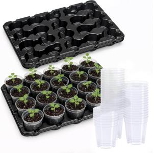 image:imagehomenote 4 Inch Seed Starting Trays with Clear Nursery Pots 2Pack 20Cell Seedling Starter Trays amp 4 Nursery Pots 40 Pcs with Drainage Plant Starter Germination Trays for Indoor Outdoor Growing3 Inch
