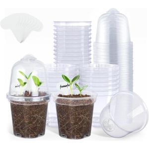 image:imagehomenote Nursery Pots 30 Pack345 Inch Plant Pot for Planting Clear Nursery Pots for PlantPlastic Seedling with Drainage Holes Seed Starter Flower High Transparency 20 Labels Excellent HardnessTransparencywith Lid