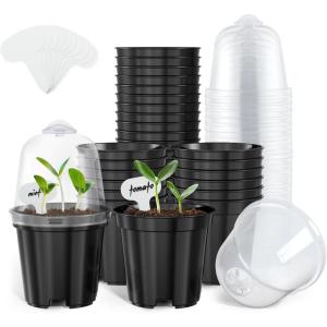 image:imagehomenote Nursery Pots 30 Pack345 Inch Plant Pot for Planting Clear Nursery Pots for PlantPlastic Seedling with Drainage Holes Seed Starter Flower High Transparency 20 Labels Excellent HardnessBlackwith Lid