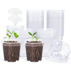 image:imagehomenote Nursery Pots 30 Pack345 Inch Plant Pot for Planting Clear Nursery Pots for PlantPlastic Seedling with Drainage Holes Seed Starter Flower High Transparency 20 Labels Excellent HardnessClear