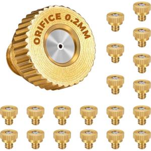 image:imagehomenote 20 Pack Brass Misting Nozzles 00079 Orifice 02 mm 1024 Thread Mister Nozzles Replacement for Outside Patio Misting Garden Irrigation Greenhouse Watering Chicken Coop Pet Cooling02mm Orifice