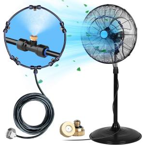 image:imagehomenote Misting Fan Kit for Outside Cooling 164FT Misting Line 5 Brass Nozzles 34 Brass Adapter Outdoor Mister System for Patio Backyard Cooling amp Poolside Relaxation