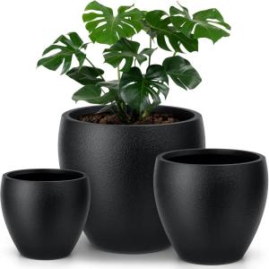 image:imagehomenote Flower Pots 1451296 InchLarge Plant Pots Indoor with DrainagePlastic Pots for PlantsGarden Pots for OutdoorLarge Planters for Indoor PlantsBig Plastic PlanterOffWhite3 PcsStyle 113 Pcs