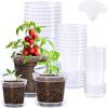image:imagehomenote 345 Inch Clear Nursery Pots 18 Pack with Humidity DomesampPlant SaucersRigid Plastic Nursery Pots with DrainageTransparent Flower Pots for Seedlings360 Rotary VentIndoor Outdoor GardenWithout Humidity Domes