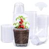 image:imagehomenote 345 Inch Clear Nursery Pots 18 Pack with Humidity DomesampPlant SaucersRigid Plastic Nursery Pots with DrainageTransparent Flower Pots for Seedlings360 Rotary VentIndoor Outdoor GardenWith Humidity Domes