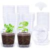 image:imagehomenote 345 Inch Clear Nursery Pots 18 Pack with Humidity DomesampPlant SaucersRigid Plastic Nursery Pots with DrainageTransparent Flower Pots for Seedlings360 Rotary VentIndoor Outdoor GardenWithout Humidity Domes