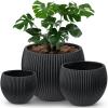 image:imagehomenote Flower Pots 1311510 InchLarge Plant Pots Indoor with DrainagePlastic Pots for PlantsGarden Pots for OutdoorLarge Planters for Indoor PlantsBig Plastic PlanterBlack3 PcsStyle 93 Pcs