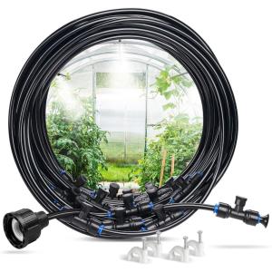 image:imageHOMENOTE Misting Cooling System 32FT PreAssembled Misting Kit 7 RustProof Nozzles 34 Adapter Outdoor Mister for Patio Cooling Greenhouse Pet amp Chicken Coop98FT  30M