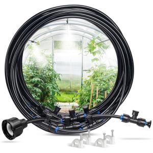image:imageHOMENOTE Misting Cooling System 32FT PreAssembled Misting Kit 7 RustProof Nozzles 34 Adapter Outdoor Mister for Patio Cooling Greenhouse Pet amp Chicken Coop32FT  10M