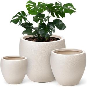 image:imagehomenote Flower Pots 1311510 InchLarge Plant Pots Indoor with DrainagePlastic Pots for PlantsGarden Pots for OutdoorLarge Planters for Indoor PlantsBig Plastic PlanterBlack3 PcsStyle 33 Pcs