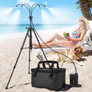 image:imagehomenote Portable Misting System  12000mAh Pump 20L Water Bucket Misting Hose 4 Brass Nozzles Outdoor Cooling Misters for CanopyCampingUmbrellaGolf CartDugoutGreenhouseWith Adjustable Stand