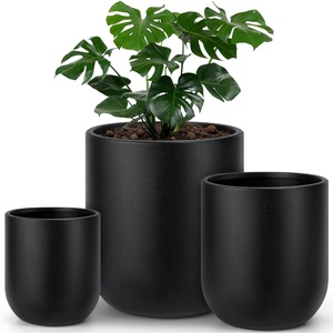 image:imagehomenote Flower Pots 13210585 InchLarge Plant Pots Indoor with DrainagePlastic Pots for PlantsGarden Pots for OutdoorLarge Planters for Indoor PlantsBig Plastic PlanterBlack3 PcsStyle 93 Pcs
