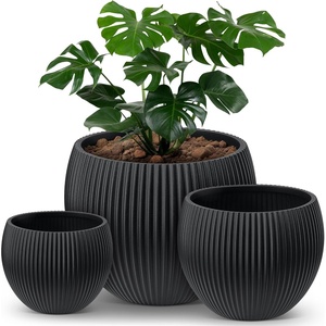 image:imagehomenote Flower Pots 13210585 InchLarge Plant Pots Indoor with DrainagePlastic Pots for PlantsGarden Pots for OutdoorLarge Planters for Indoor PlantsBig Plastic PlanterBlack3 PcsStyle 123 Pcs