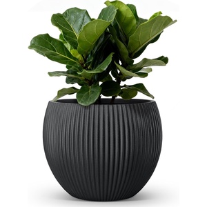 image:imagehomenote Flower Pots 13210585 InchLarge Plant Pots Indoor with DrainagePlastic Pots for PlantsGarden Pots for OutdoorLarge Planters for Indoor PlantsBig Plastic PlanterBlack3 PcsStyle 81 Pcs