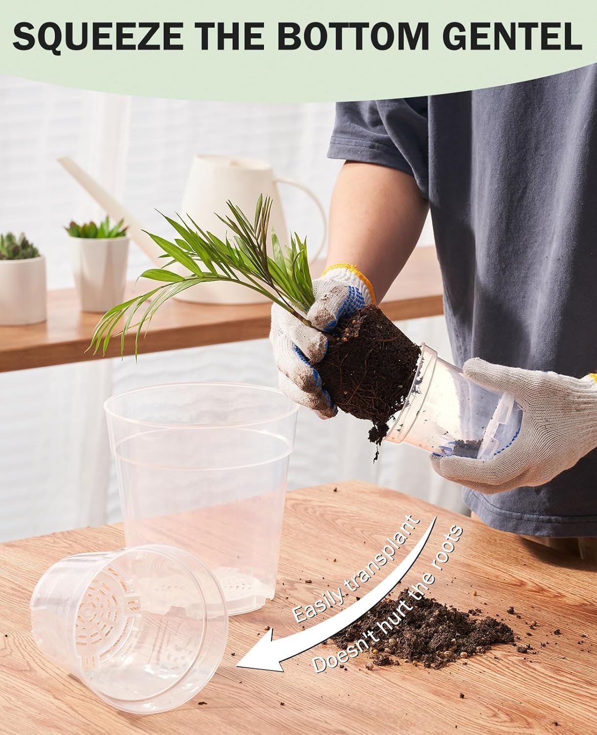 image:imagehomenote 34 Inch Clear Nursery Pots with Drainage Holes and Tags 20 Pcs  Reusable plastic planters have raised bases for airflow and transplanting ideal for seed starting cuttings and succulentsTransparencyno Lid