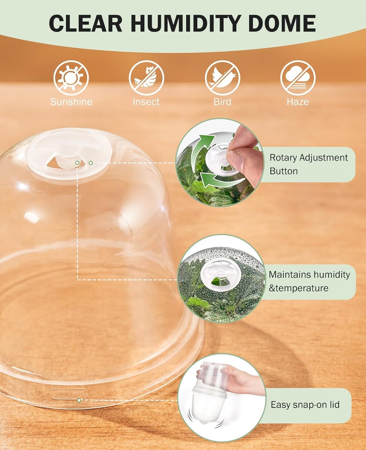 image:imagehomenote 34 Inch Clear Nursery Pots with Drainage Holes and Tags 20 Pcs  Reusable plastic planters have raised bases for airflow and transplanting ideal for seed starting cuttings and succulentsTransparencywith Lid