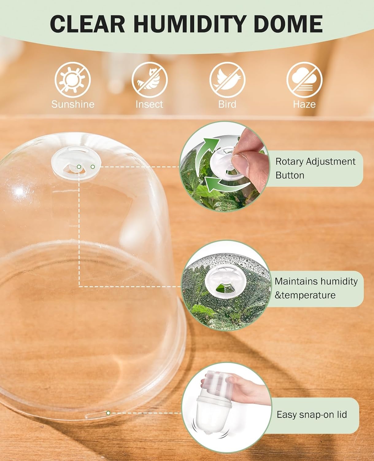 image:imagehomenote 34 Inch Clear Nursery Pots with Drainage Holes and Tags 20 Pcs  Reusable plastic planters have raised bases for airflow and transplanting ideal for seed starting cuttings and succulentsTransparencywith Lid