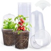 image:imagehomenote 34 Inch Clear Nursery Pots with Drainage Holes and Tags 20 Pcs  Reusable plastic planters have raised bases for airflow and transplanting ideal for seed starting cuttings and succulentsTransparencywith Lid