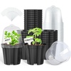image:imagehomenote 34 Inch Clear Nursery Pots with Drainage Holes and Tags 20 Pcs  Reusable plastic planters have raised bases for airflow and transplanting ideal for seed starting cuttings and succulentsBlackwith Lid