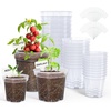 image:imagehomenote 34 Inch Clear Nursery Pots with Drainage Holes and Tags 20 Pcs  Reusable plastic planters have raised bases for airflow and transplanting ideal for seed starting cuttings and succulentsTransparencyno Lid