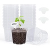image:imagehomenote 34 Inch Clear Nursery Pots with Drainage Holes and Tags 20 Pcs  Reusable plastic planters have raised bases for airflow and transplanting ideal for seed starting cuttings and succulentsTransparencyno Lid
