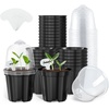 image:imagehomenote 34 Inch Clear Nursery Pots with Drainage Holes and Tags 20 Pcs  Reusable plastic planters have raised bases for airflow and transplanting ideal for seed starting cuttings and succulentsBlackwith Lid