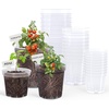 image:imagehomenote 34 Inch Clear Nursery Pots with Drainage Holes and Tags 20 Pcs  Reusable plastic planters have raised bases for airflow and transplanting ideal for seed starting cuttings and succulentsTransparencyno Lid