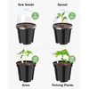 image:imagehomenote 34 Inch Clear Nursery Pots with Drainage Holes and Tags 20 Pcs  Reusable plastic planters have raised bases for airflow and transplanting ideal for seed starting cuttings and succulentsBlackwith Lid